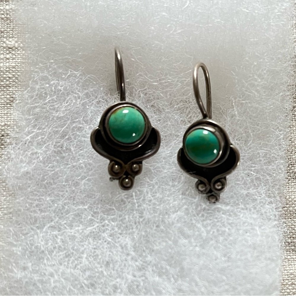 Turquoise and sterling silver drop earrings